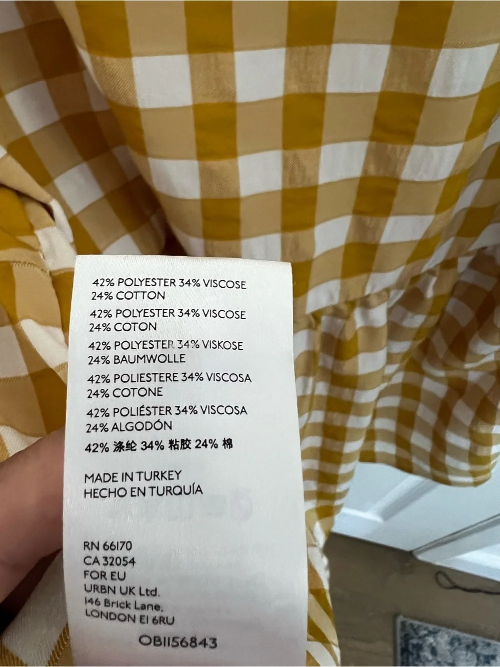 Anthropologie‎ Maeve Mustard and White Gingham Top